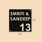Personalized Laser Cut Square Steel Name Plate for Home Entrance - Harshita Craft
