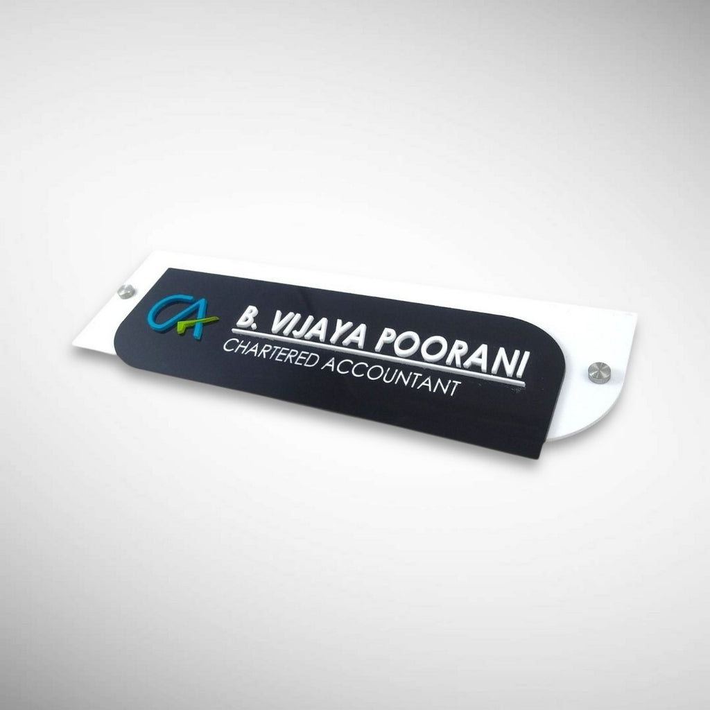 Black & White Acrylic Name Plate 