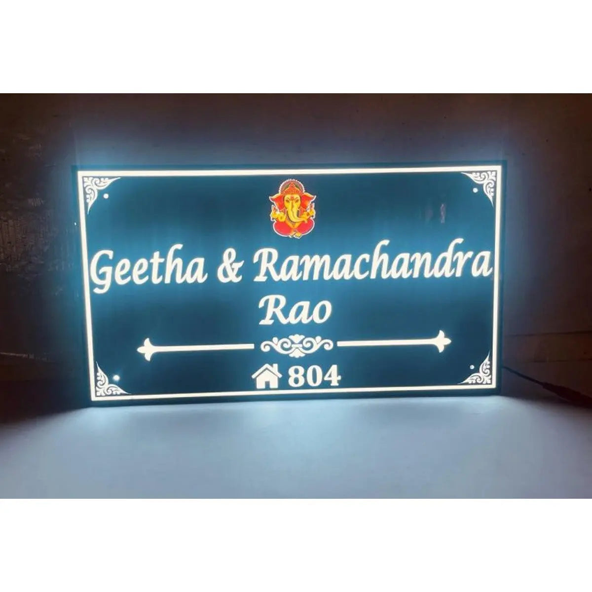 Waterproof Acrylic LED Name Plate for Home | Fancy Acrylic Name Plate Design - Harshita Craft