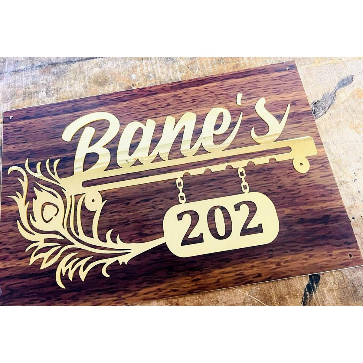 Wooden Texture Acrylic Name Plate 