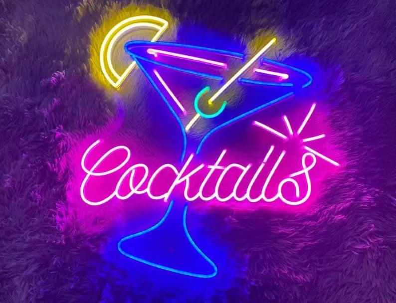 Cocktails Neon Light – LED Neon Light Board for Bar & Wall Decor - Harshita Craft