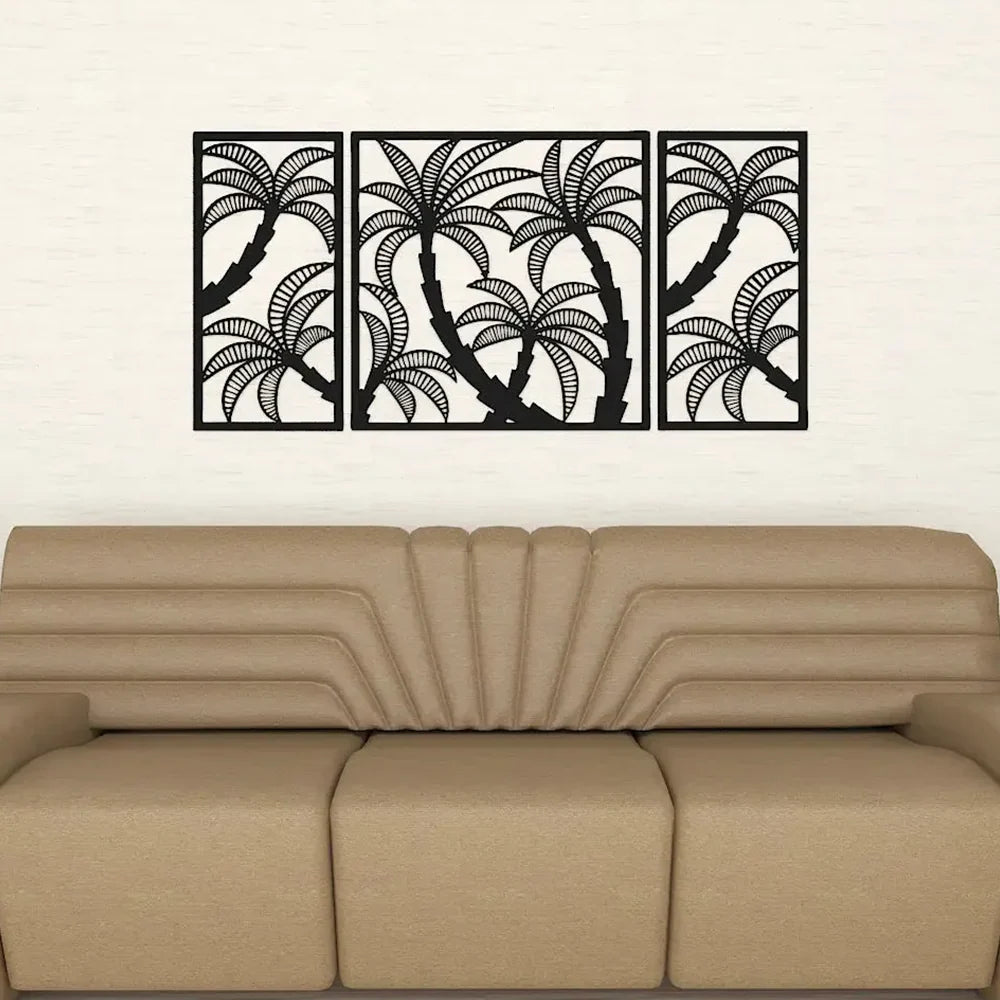 Coconut Tree Silhouette Metal Wall Art 