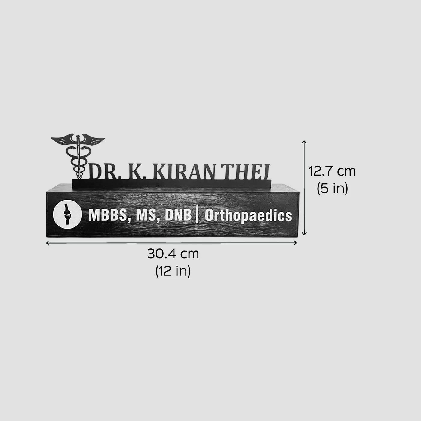 Personalized Waterproof Black Elegant Doctor Metal Name Plate for Office Desk - Harshita Craft