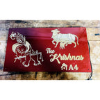 Brown Texture Acrylic Name Plate with Golden Embossed Letters & LED for Home