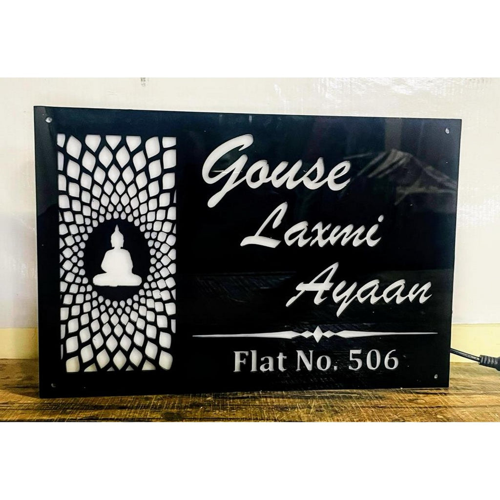 Buddha Idol Acrylic LED Name Plate 