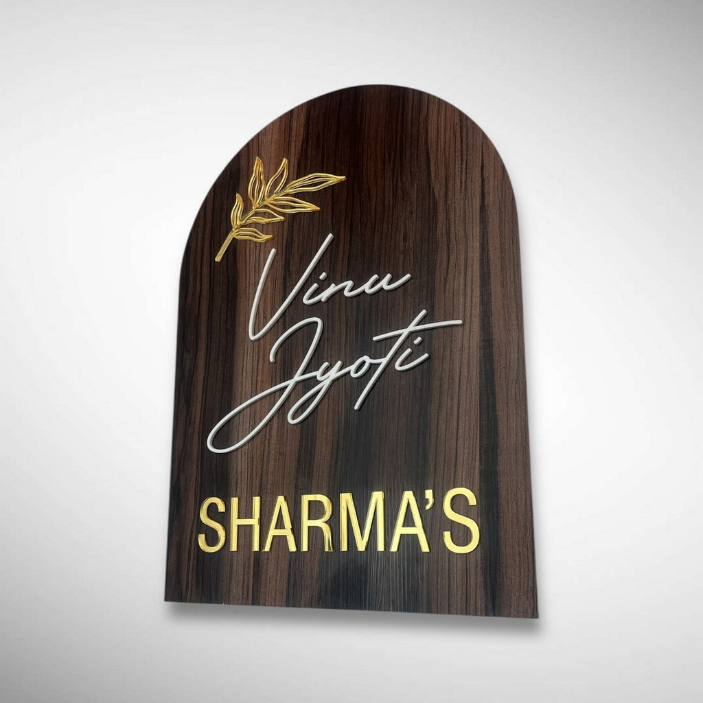 Custom ACP Acrylic Name Plate with Raised Letters for Home - Harshita Craft