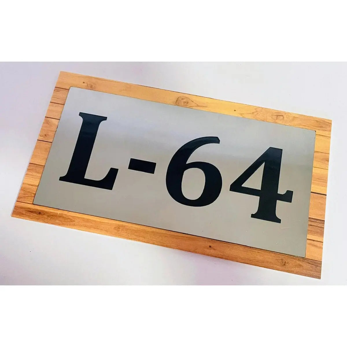 Stainless Steel Acrylic Name Plate for Home | Wooden Texture Fancy Acrylic Name Plate Design - Harshita Craft