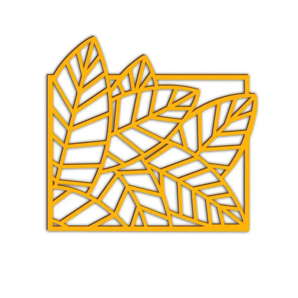 Golden Leaf Design Metal Wall Art for Elegant Living Room Decor - Harshita Craft