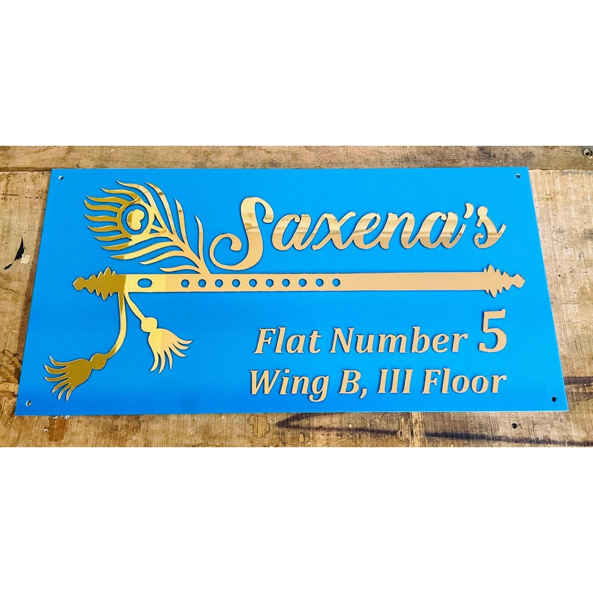 Blue & Gold Acrylic Personalized House Name Plate