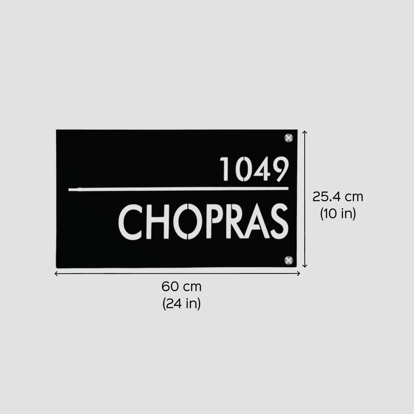 Personalized Waterproof Black Laser Cut Metal LED Name Plate for Home Entrance Outdoor - Harshita Craft