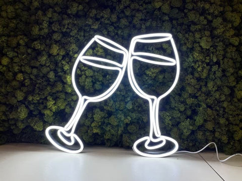 2 Wine Glass LED Neon Light for Wall Decor