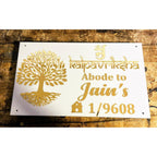 White & Golden Acrylic LED Name Plate 