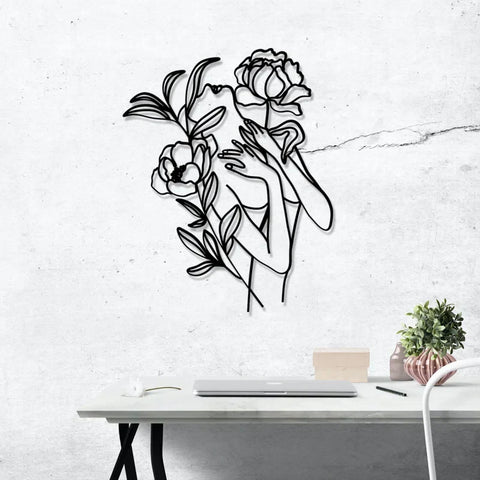 Flowers Line Art Metal Wall Art 
