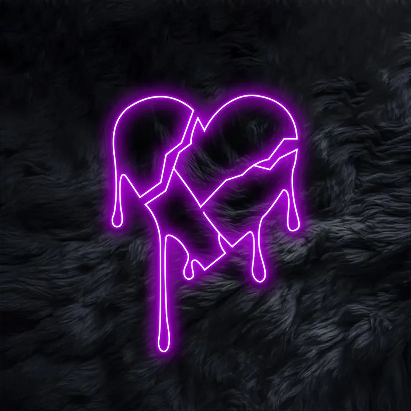 Broken Heart Neon Sign | Love LED Neon Light for Bedroom & Wall Decor - Harshita Craft