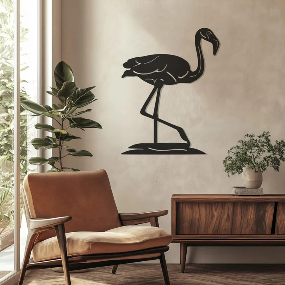 Flamingo Silhouette Metal Wall Art