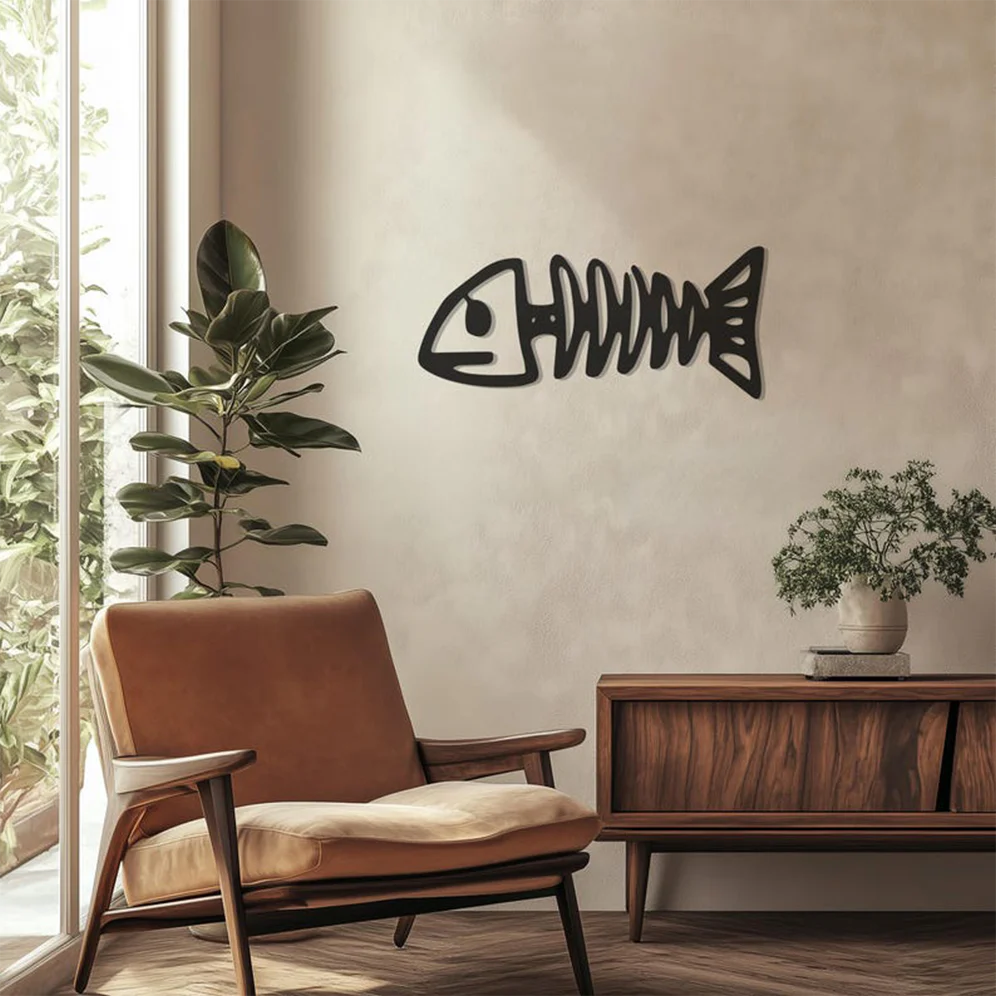 Fish Skeleton Metal Wall Art Decor