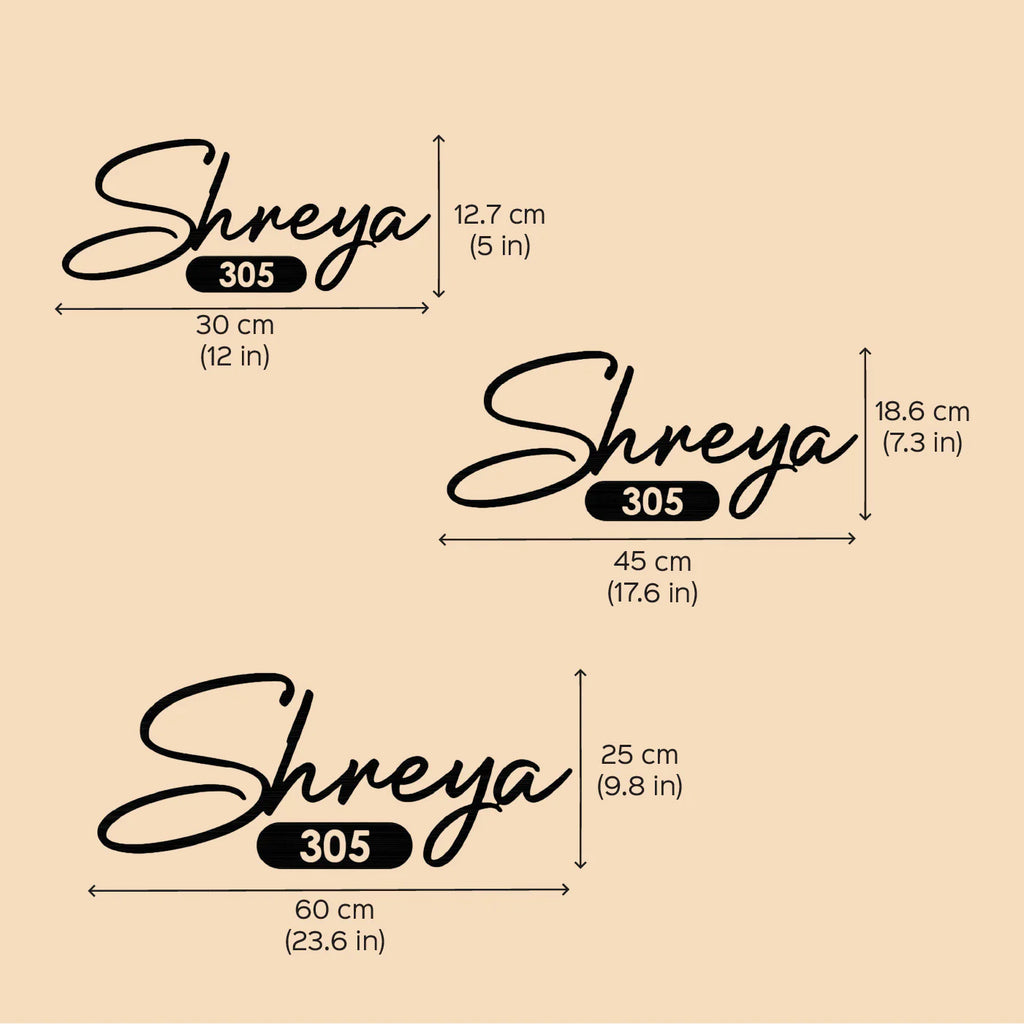 Personalized Minimalist Metal Name Plate for Home – Laser Cut Steel Design - Harshita Craft