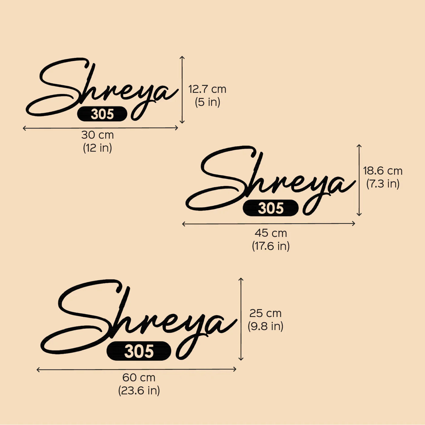 Personalized Minimalist Metal Name Plate for Home – Laser Cut Steel Design - Harshita Craft