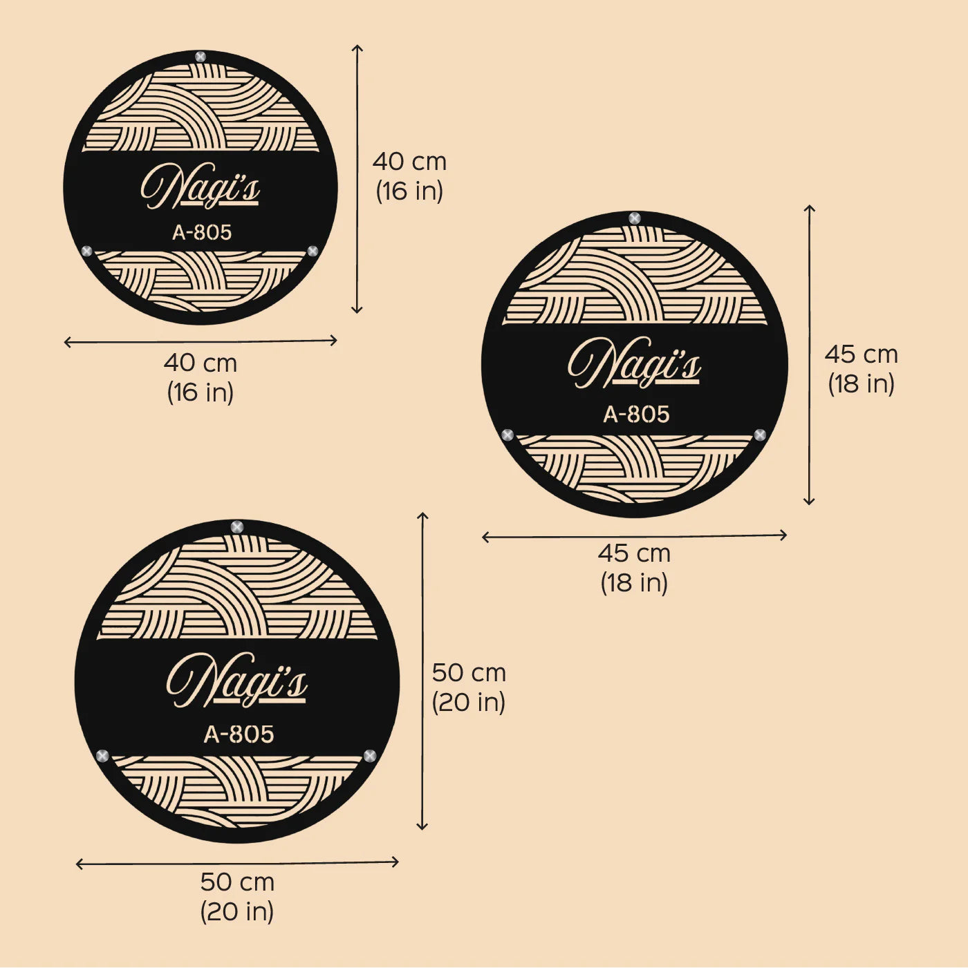 Personalized Round Metal Name Plate for Home | Laser Cut Steel Design - Harshita Craft
