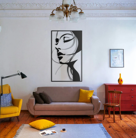 Woman Face Metal Wall Art