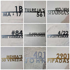 Personalized Metal Name Plate for Home – Modern Weatherproof Steel Name Plate with House Number - Harshita Craft