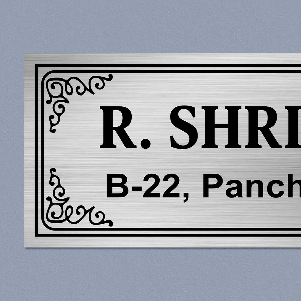 Personalized Elegant Stainless Steel Metal Name Plate for Home - Harshita Craft