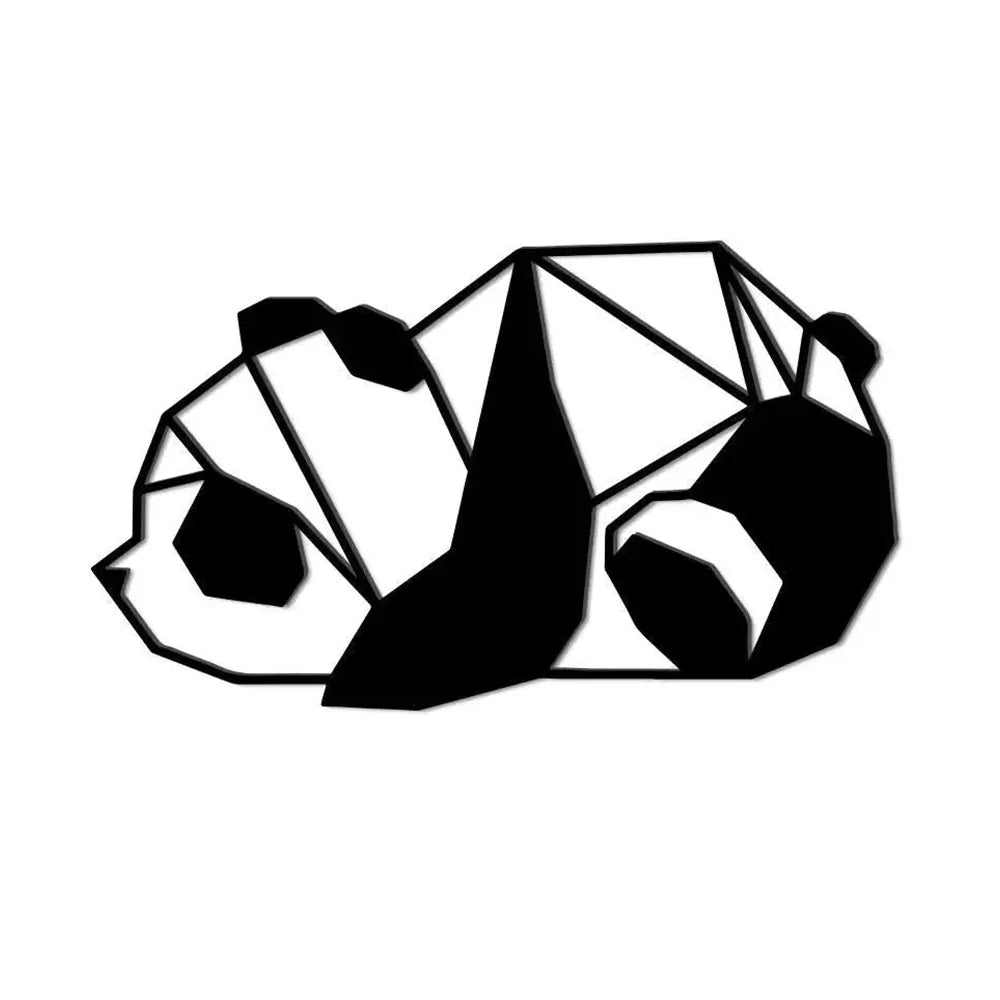 Geometric Lazy Panda Metal Wall Art 