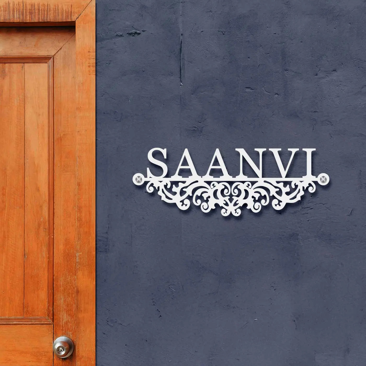 Personalized Laser Cut Minimalist Metal Name Plate for Home - Harshita Craft