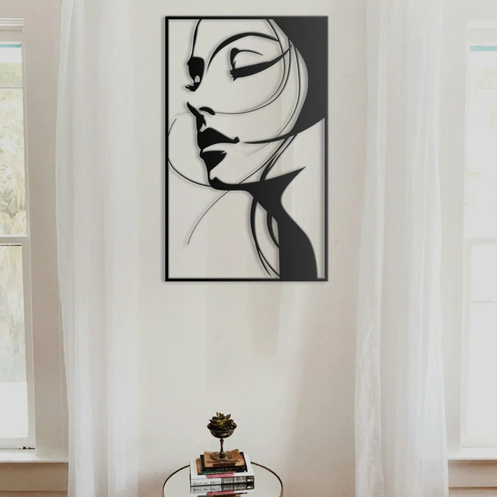 Woman Face Metal Wall Art