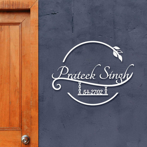 Personalized Laser Cut Elegant Steel Metal Name Plate for Home