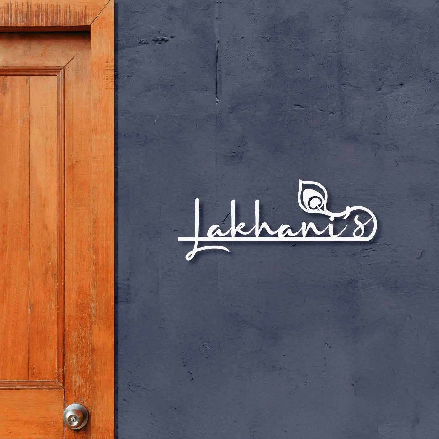 Personalized Laser Cut Feather Theme Metal Name Plate for Home - Harshita Craft