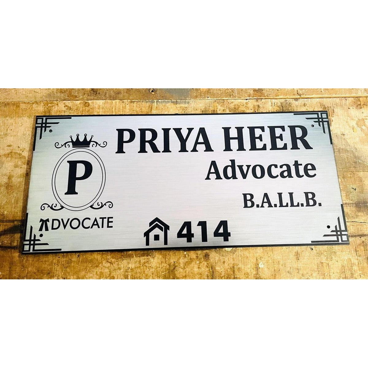 Stainless Steel Texture Acrylic Name Plate 