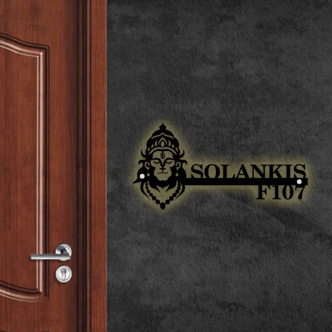 Personalized Religious Theme Laser Cut Metal Name Plate for Home - Harshita Craft