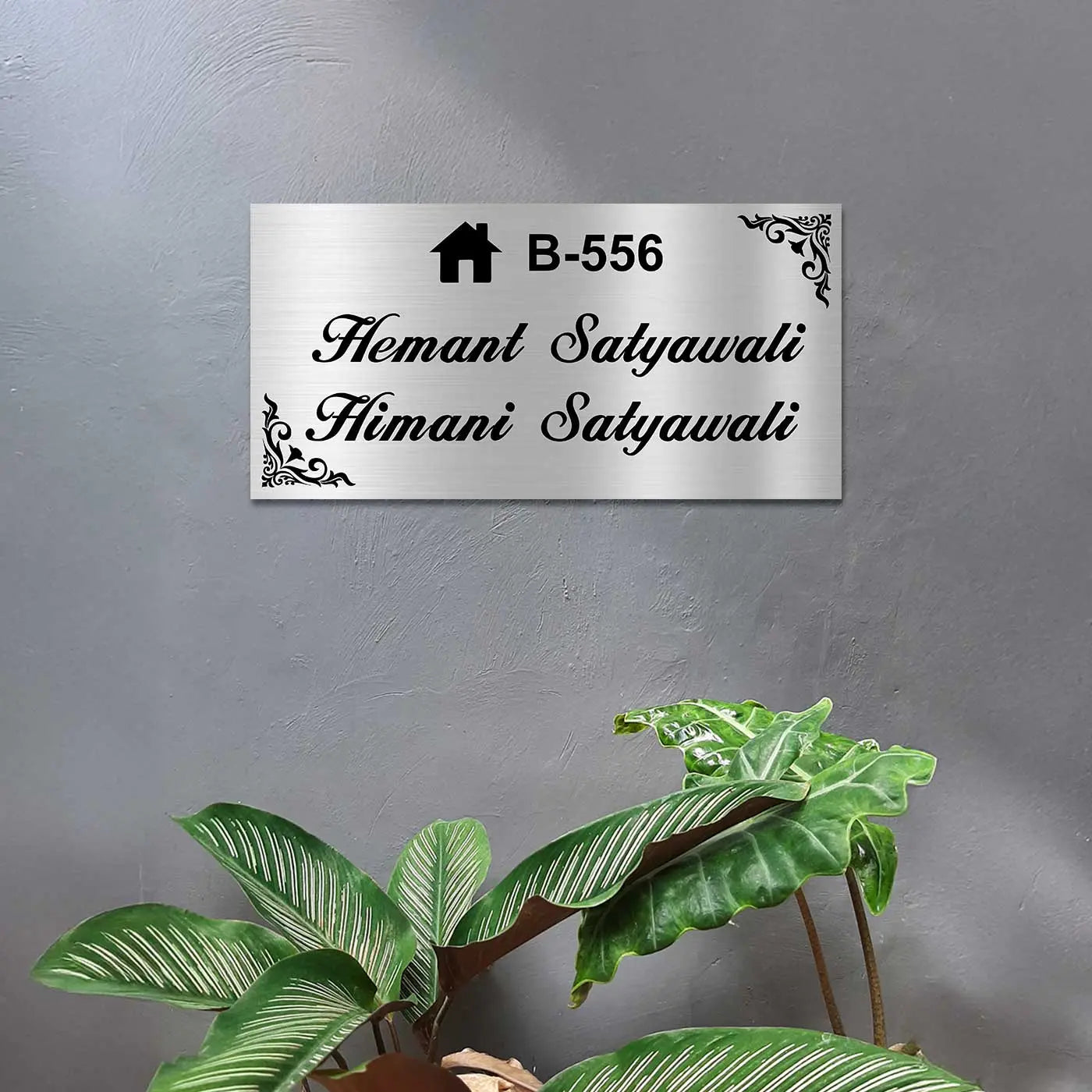 Personalized Sleek Stainless Steel Metal Name Plate for Home - Harshita Craft