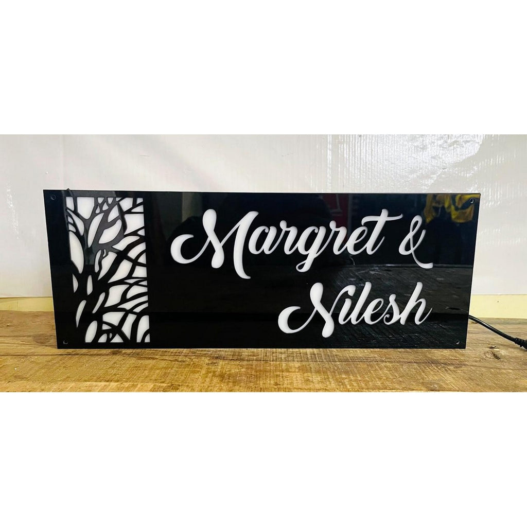 CNC Laser Cut Acrylic LED Name Plate for Home