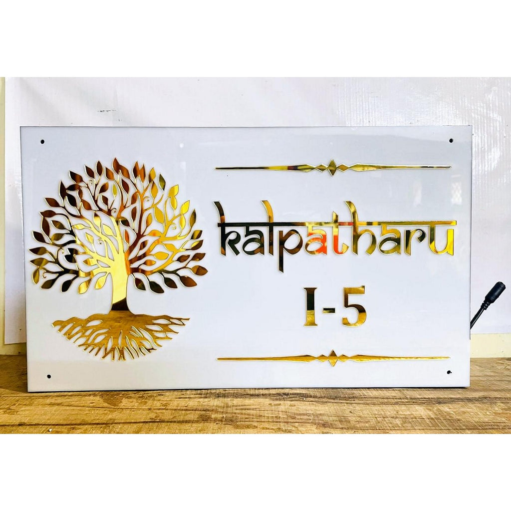 Acrylic LED Name Plate for Home – Waterproof & Customizable - Harshita Craft