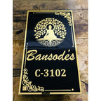 Black & Golden LED Acrylic Name Plate for Home – 3D Embossed Letters House Name Plate - Harshita Craft