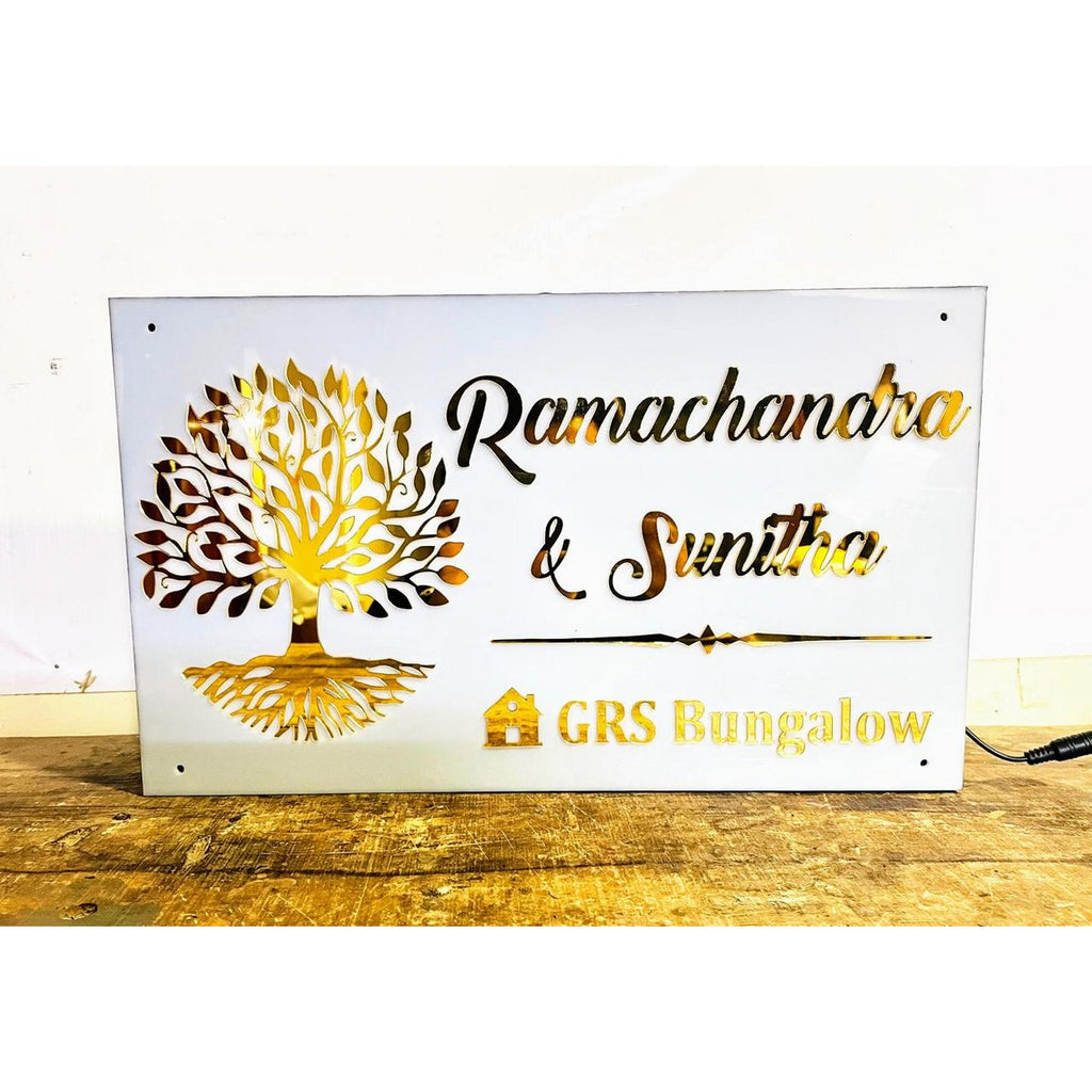 New Design 3D Embossed Letters LED House Name Plate (Acrylic) - Harshita Craft