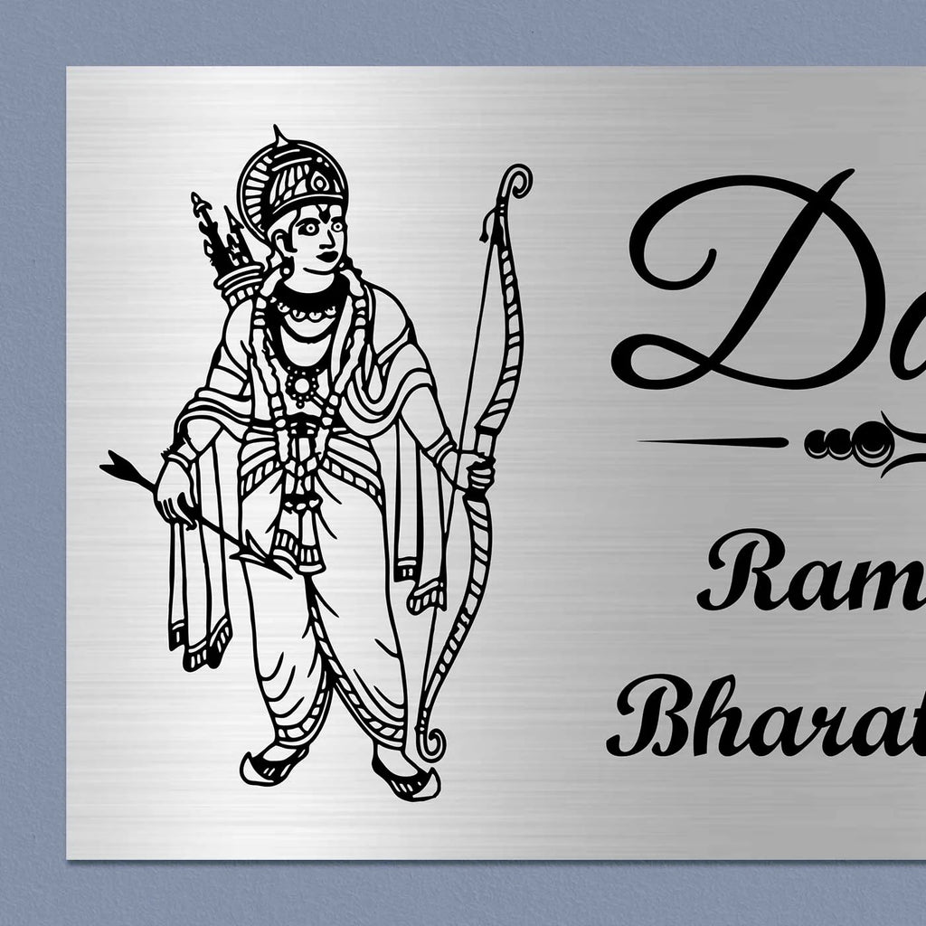 Personalized Lord Ram Theme Metal Name Plate for Home - Harshita Craft