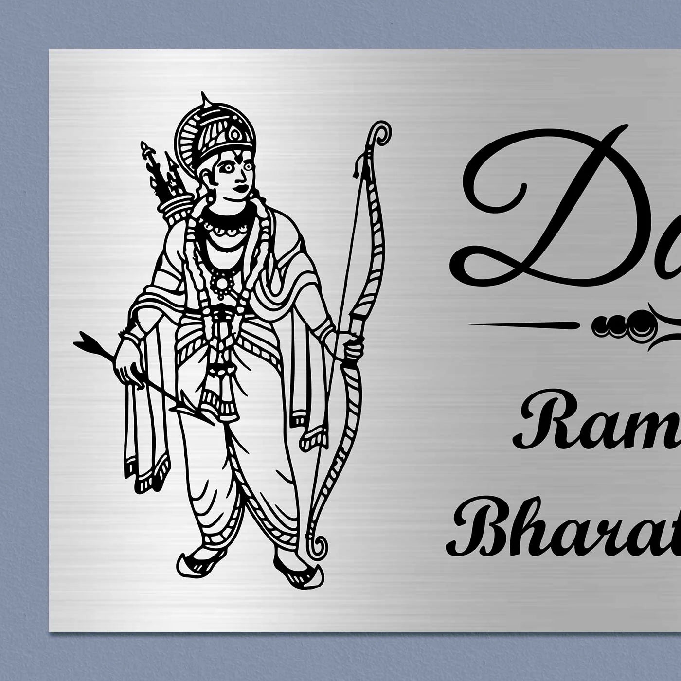 Personalized Lord Ram Theme Metal Name Plate for Home - Harshita Craft