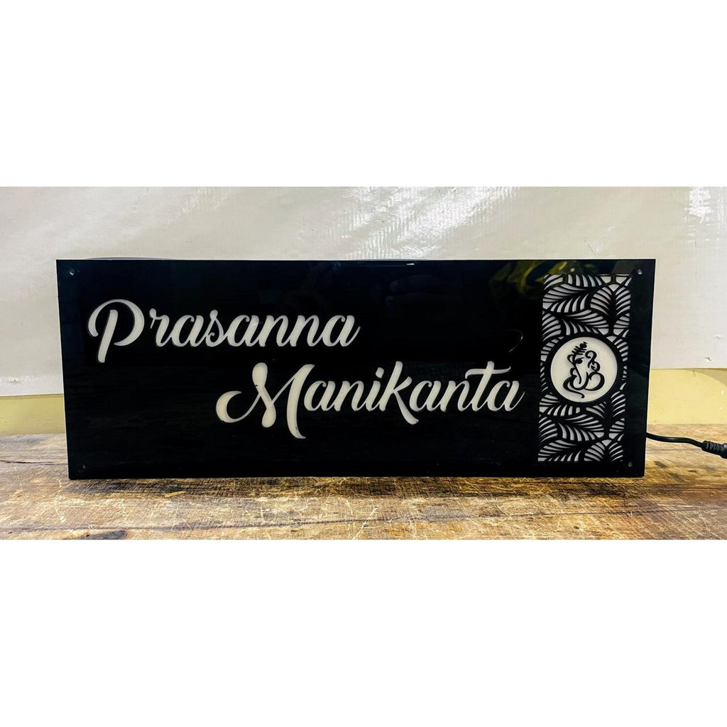 Unique Design White Waterproof LED Acrylic Name Plate for Home - Harshita Craft