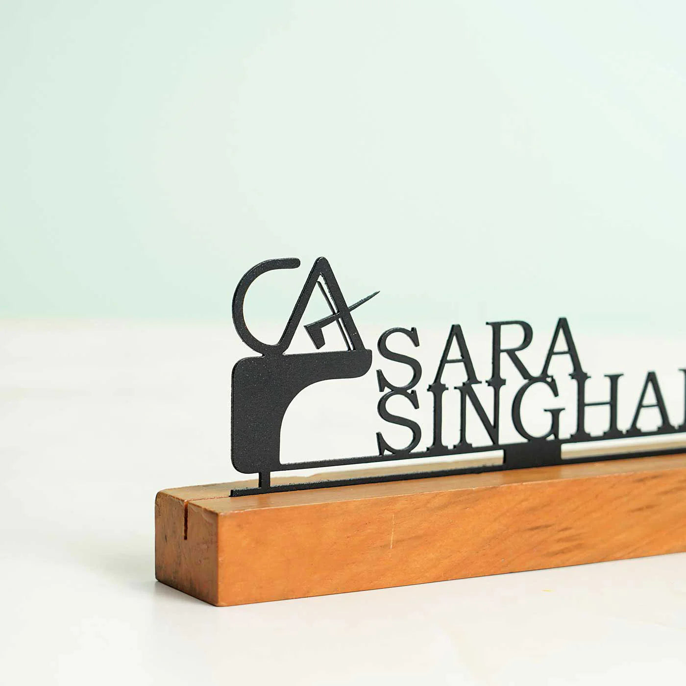 Personalized Desk Metal Name Plate for Chartered Accountant - Harshita Craft