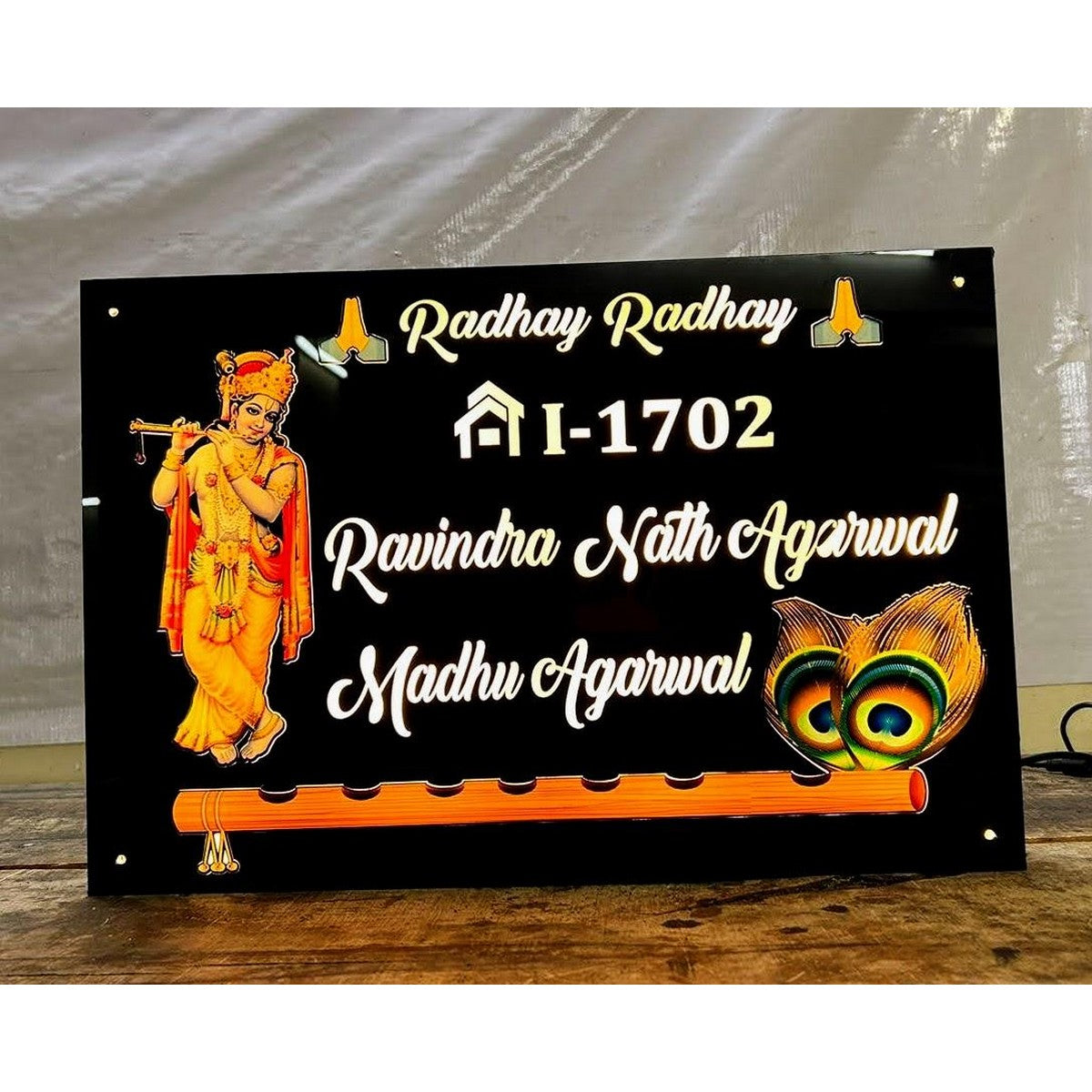 Multicolor Acrylic LED Name Plate for Home – Custom Design - Harshita Craft