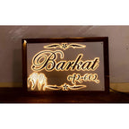 Rose Gold Embossed Letters Acrylic LED Home Name Plate - Harshita Craft