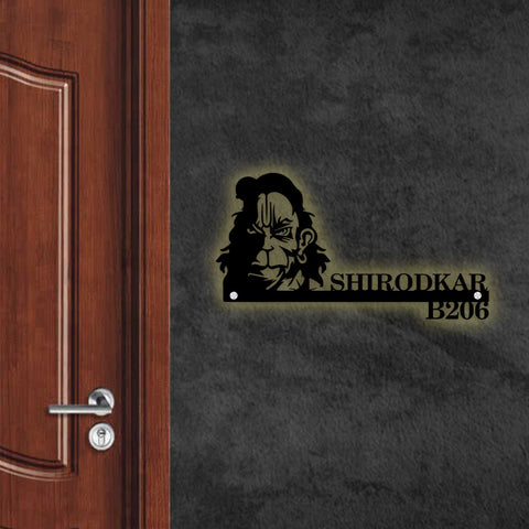 Personalized Hanuman Metal Name Plate for Home | Laser Cut Design