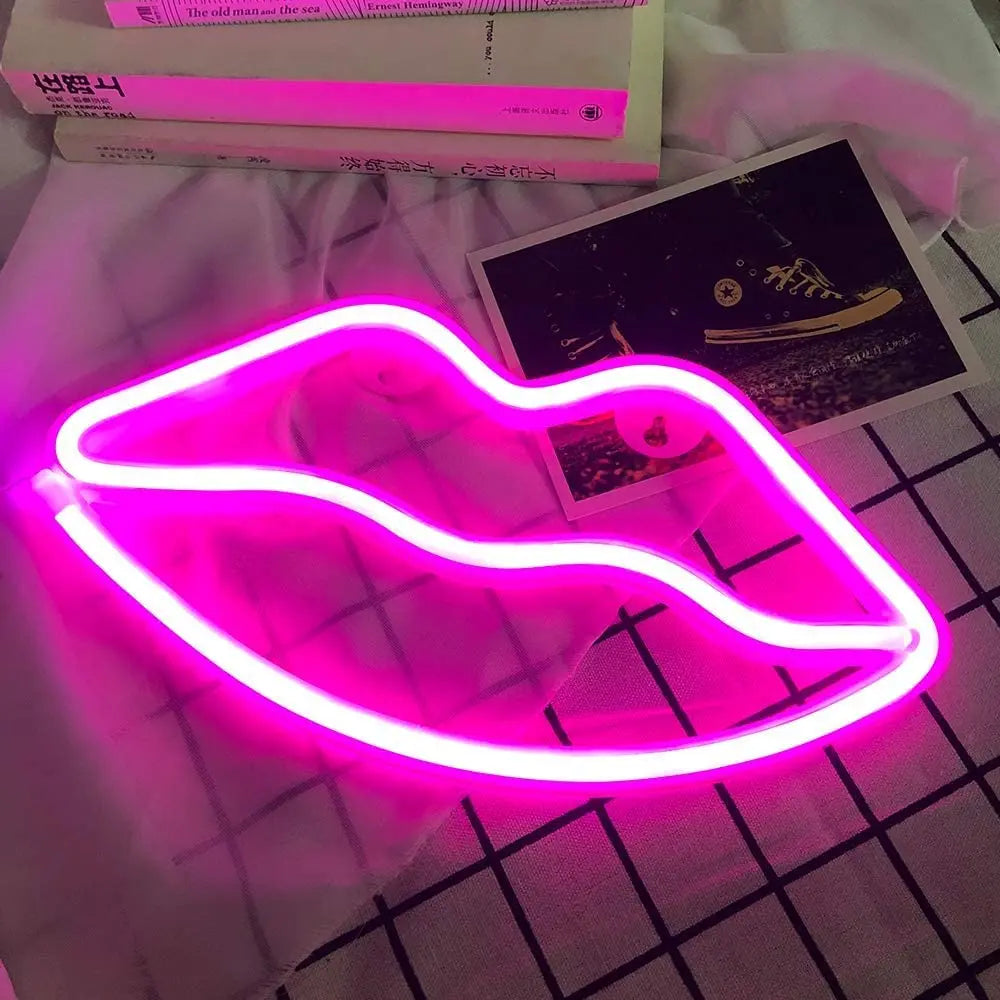 Lips Neon Light – LED Neon Light Board for Room & Bedroom - Harshita Craft