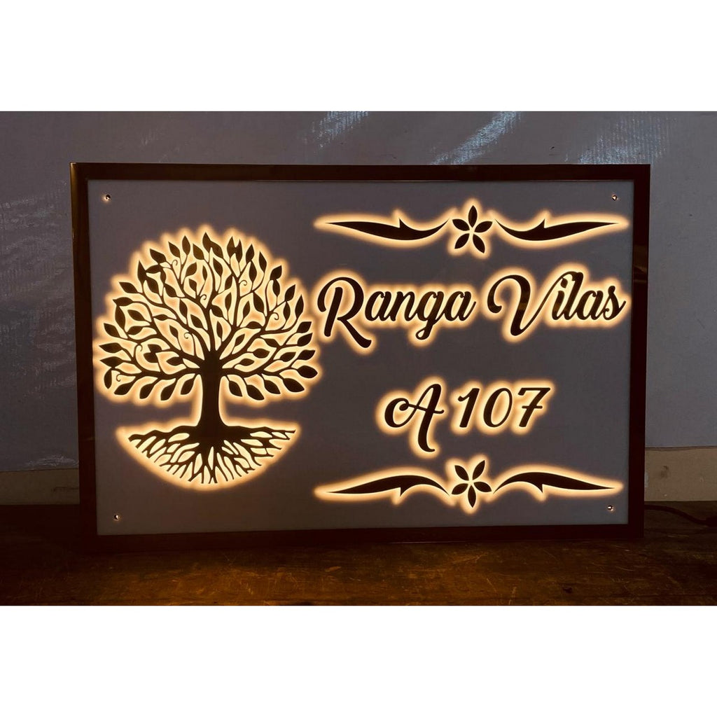 Stylish Personalized 3D Embossed Letters LED Acrylic Name Plate for Home