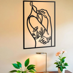 Women With Flower Line Art Metal Wall Art 
