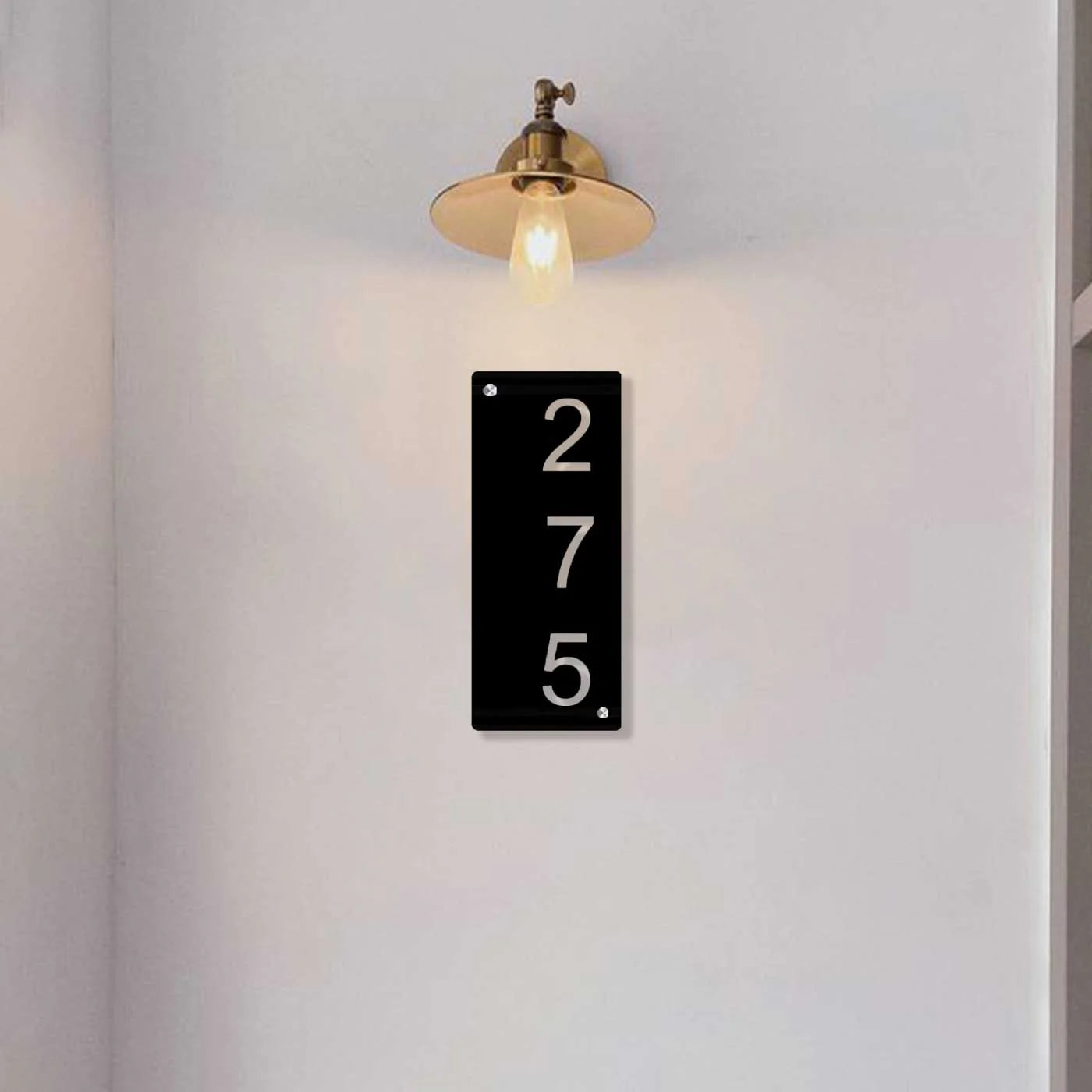 Personalized Metal Name Plate for Home – Minimalist Vertical Steel Design - Harshita Craft
