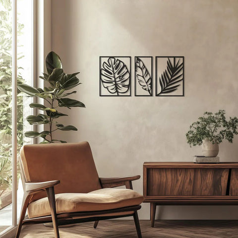 Leaf 3-Panel Metal Wall Art 